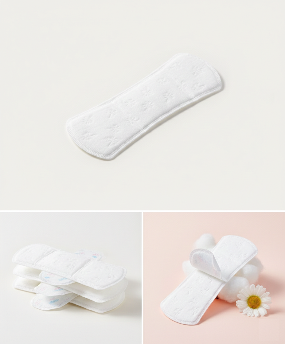 Organic Cotton Cover Panty Liners, Long Length